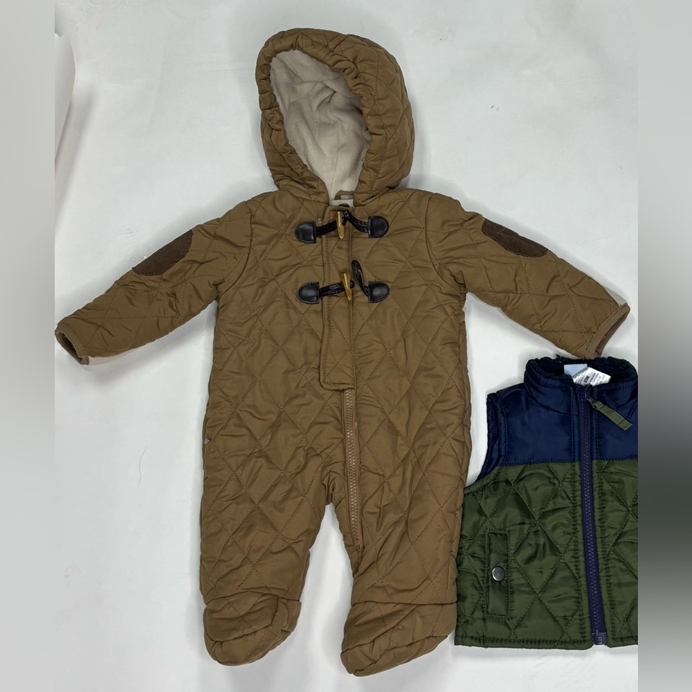Perry Ellis Tan Baby Boy Snowsuit Size 0-3M